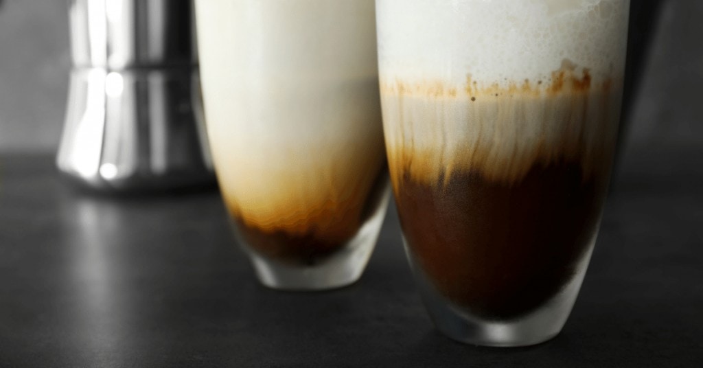 cold foam iced coffee in glasses