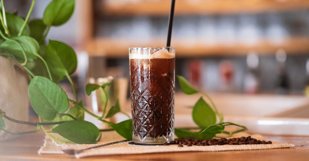 iced americano in a tall glass