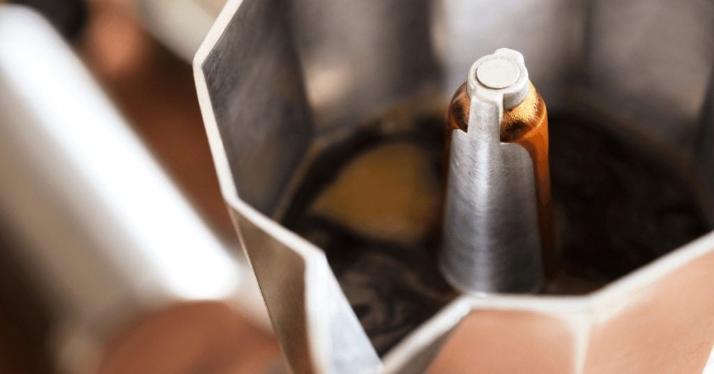 moke pot close up while brewing