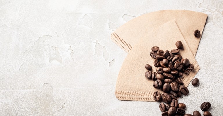 coffee filters and coffee beans