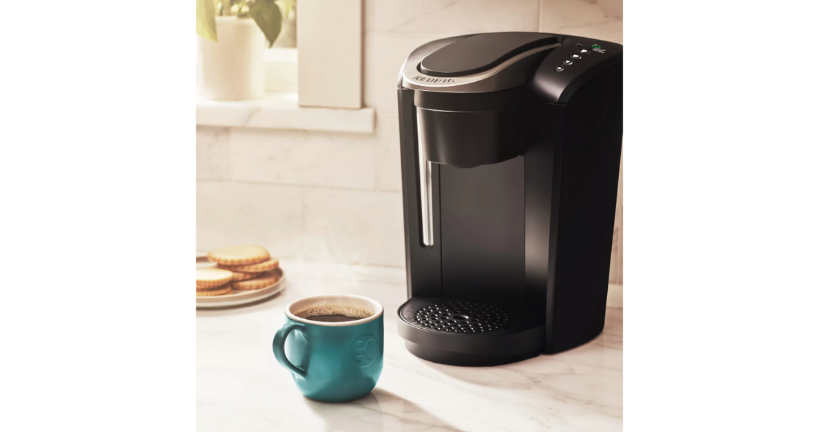 cup of coffee and keurig coffee maker