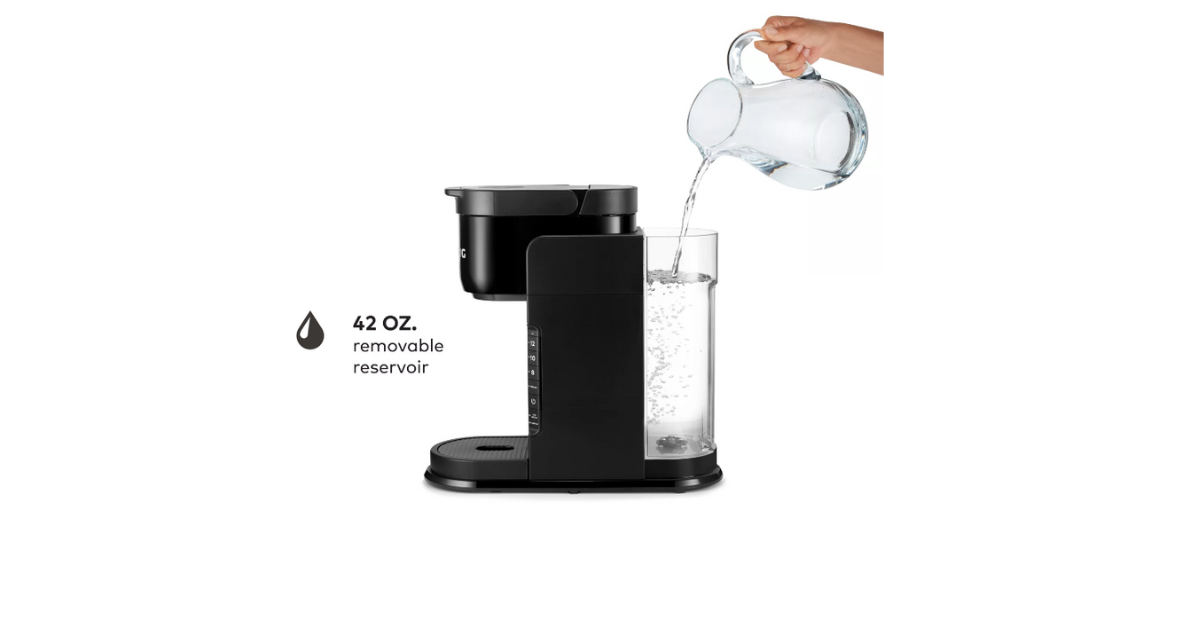 pouring water in keurig reservoir