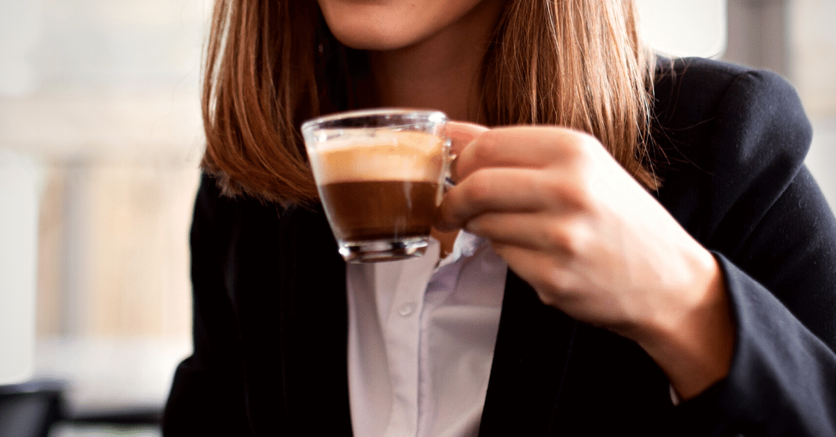 woman drinking coffee