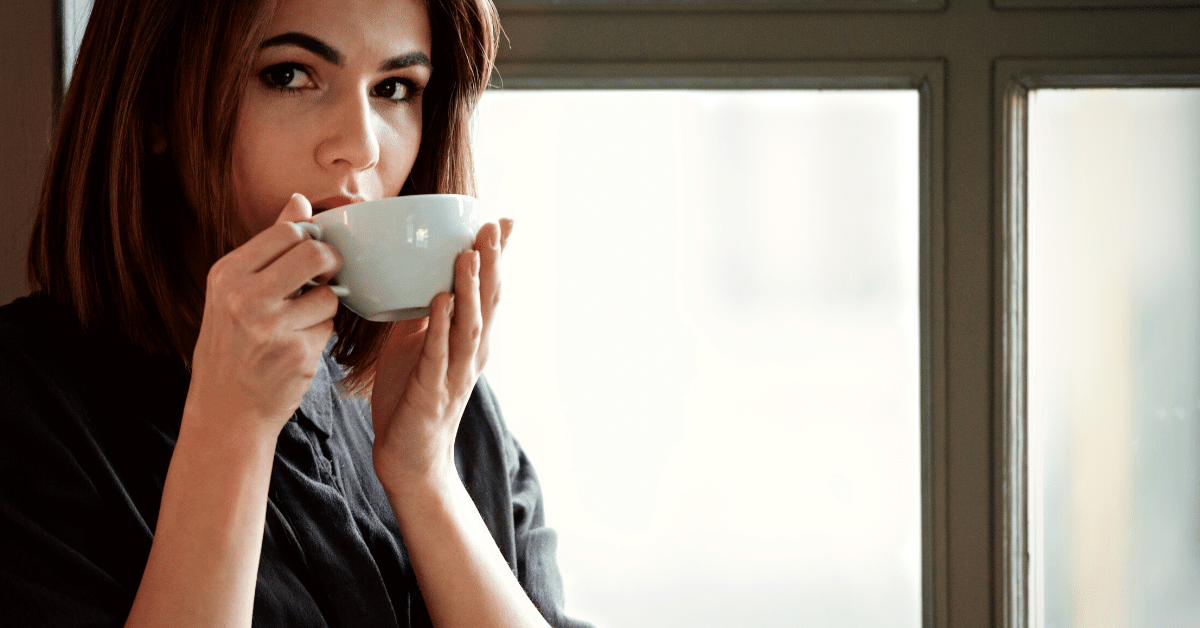 woman drinking coffee