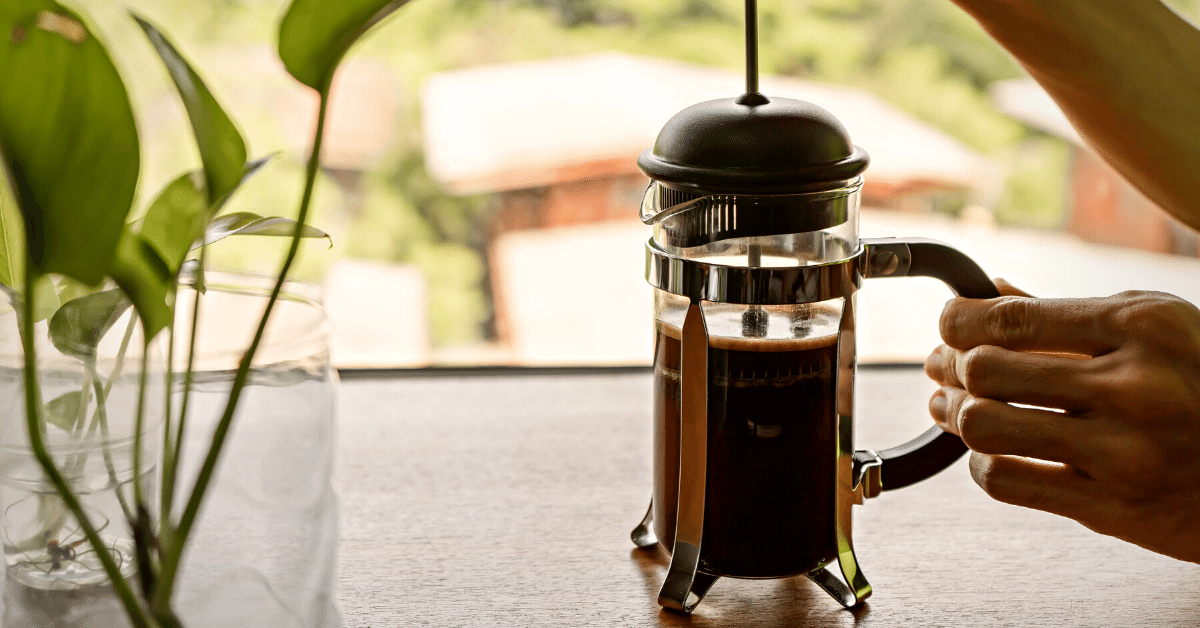 brewing coffee in french press