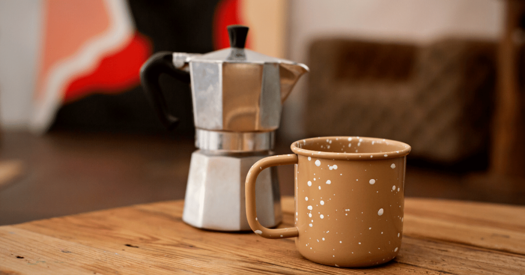 moka pot and mug