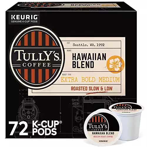 Tully's Coffee Hawaiian Blend Keurig Single-Serve K-Cup Pods, Medium Roast, 72 Count