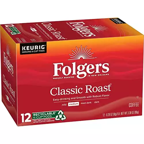 Folgers Classic Roast Medium Roast Coffee, 72 Keurig K-Cup Pods