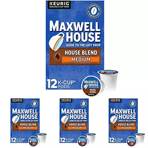 Maxwell House House Blend Medium Roast K-Cup Coffee Pods (12 Pods) (Pack of 4)