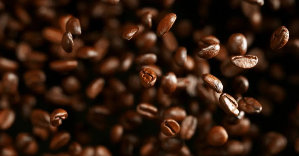 coffee beans in the air