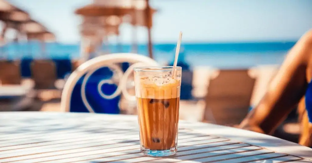 frappe with a beach backdrop