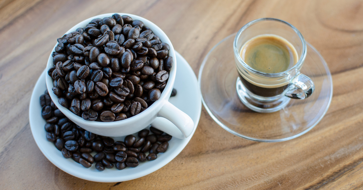 coffee beans and espresso coffee