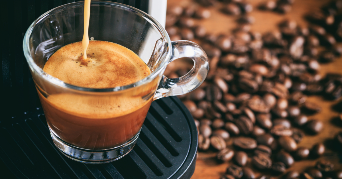coffee on espresso machine