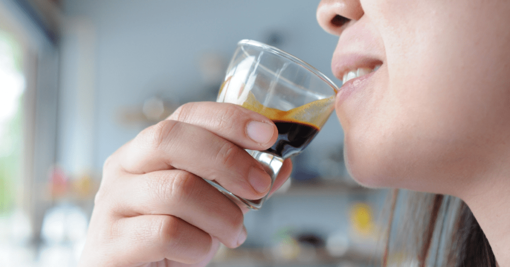 woman drinking coffee ristretto