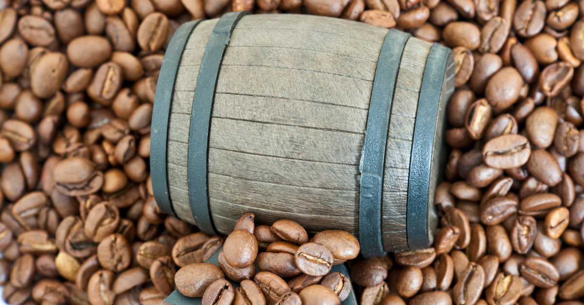 barrel in the coffee beans