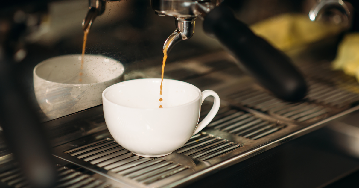 espresso machine brewing coffee