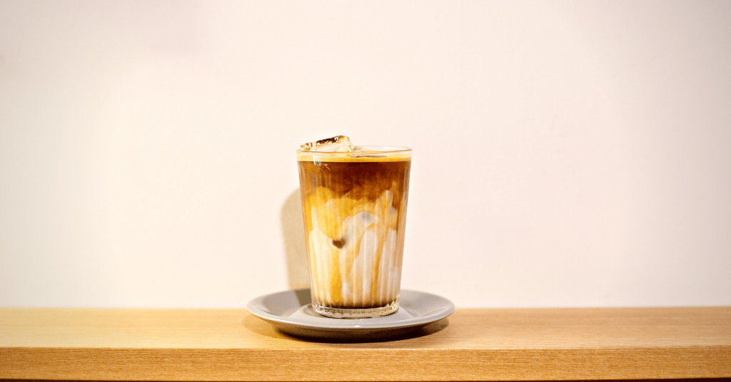 iced flat white coffee in glass