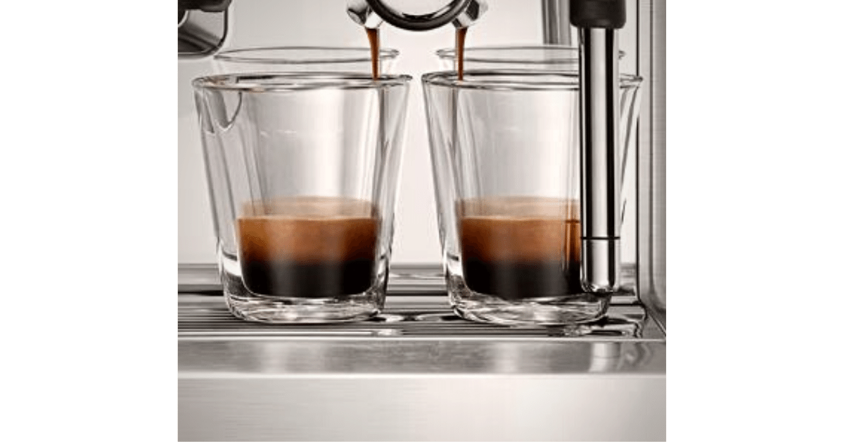two cups of espresso on breville touch machine