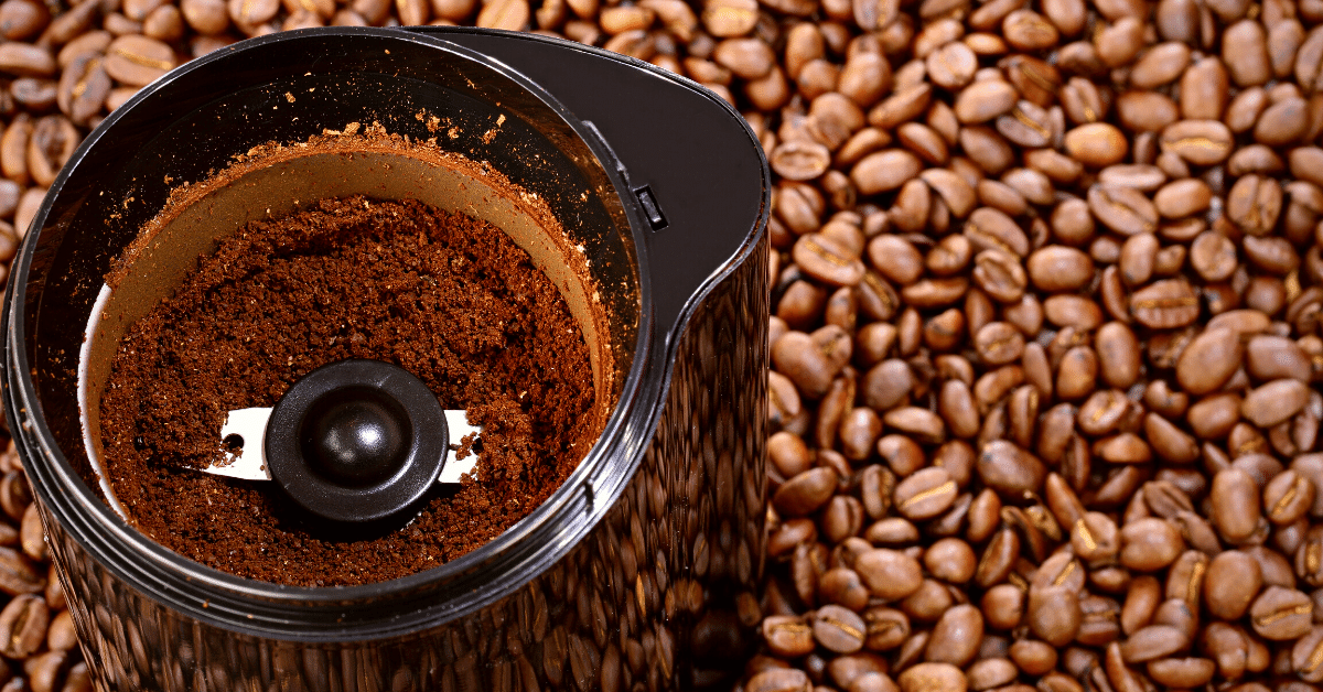 coffee grinder with ground coffee