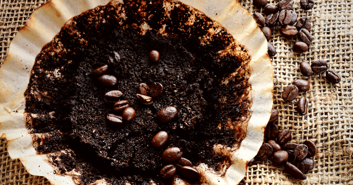 used coffee filter and coffee ground