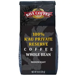 Koa Coffee Private Reserve Medium Roast Whole Bean 100% Ka'u Coffee