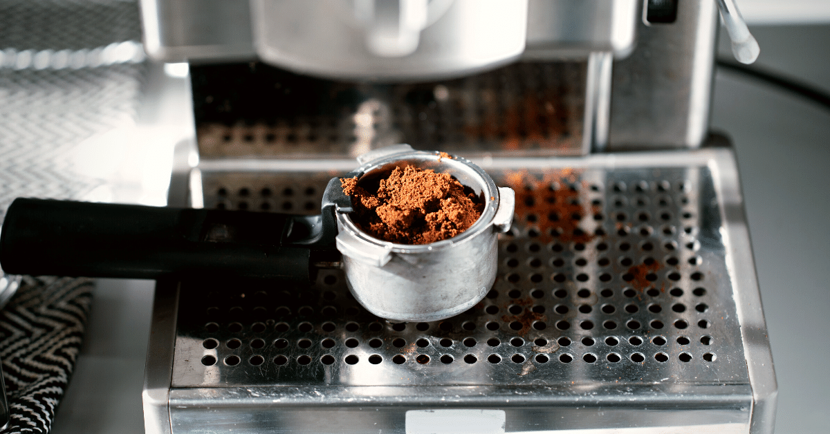 ground coffee measured for espresso