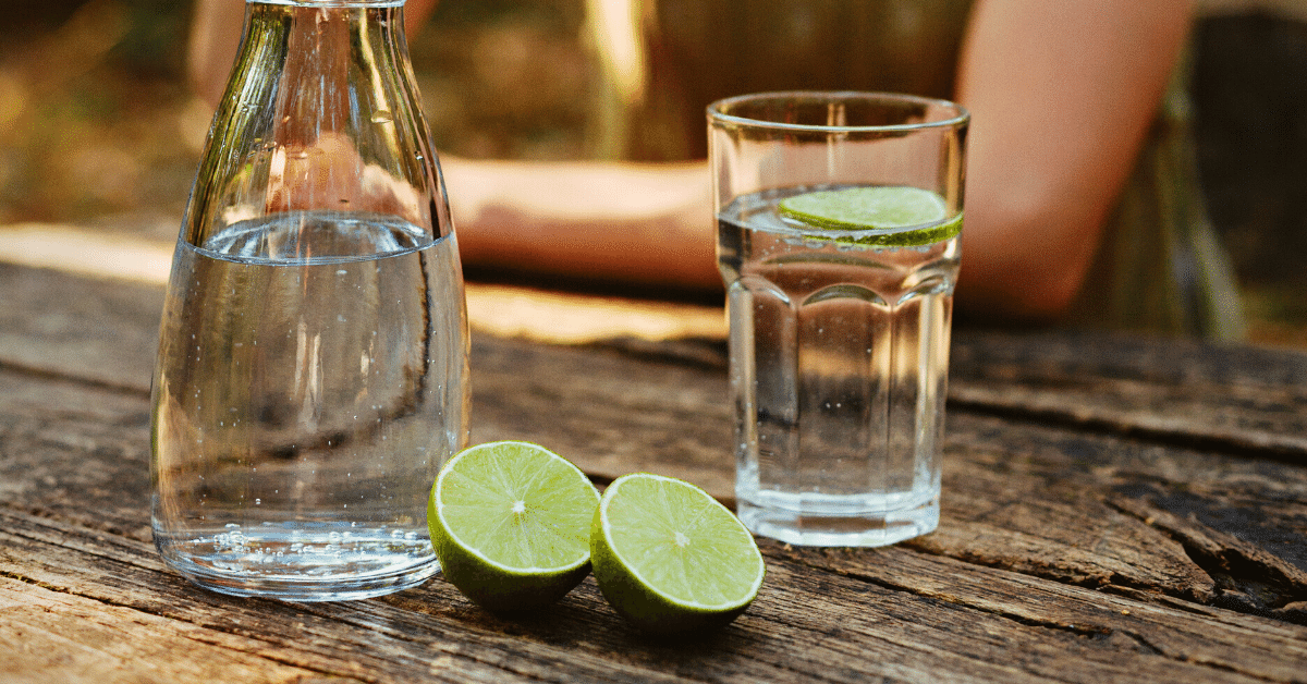 water with lime on table