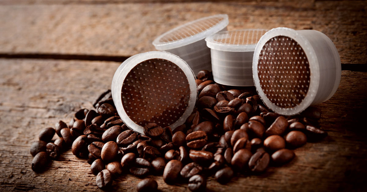 coffee beans and coffee pods