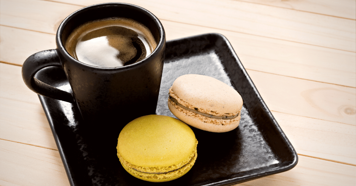 french macaroons and coffee