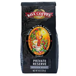 Koa Private Reserve Medium Roast Whole Bean 100% Kona Coffee 