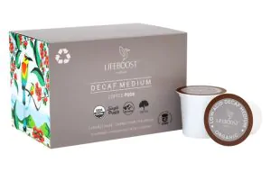 Lifeboost Medium Roast Decaf Coffee Pods 