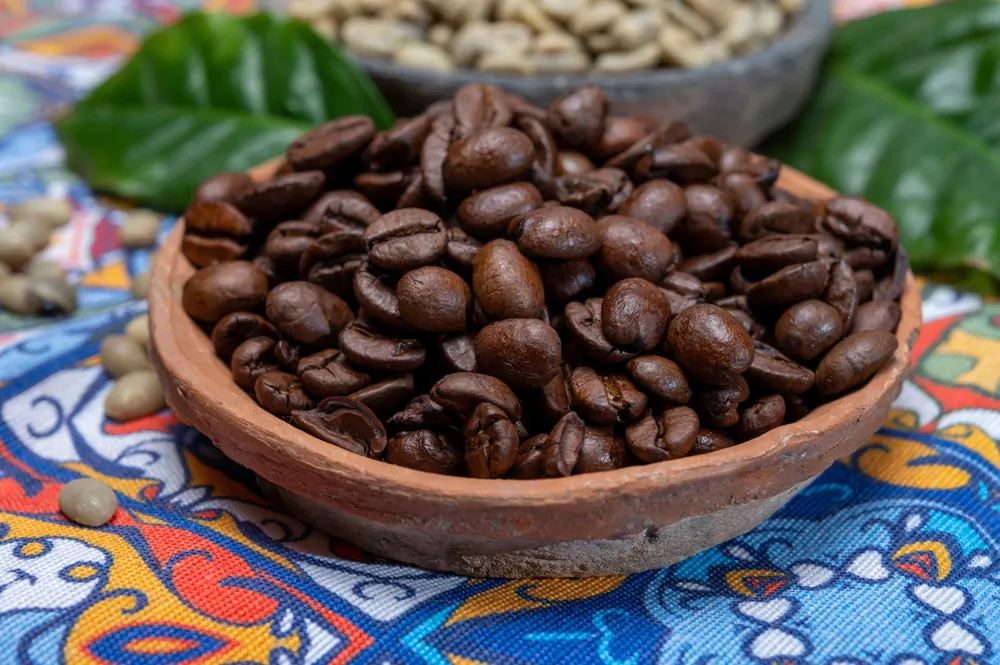 roasted coffee beans from South America