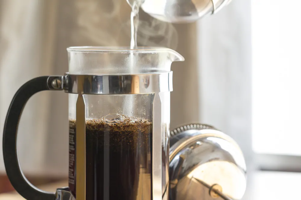 coffee brewing in a French press